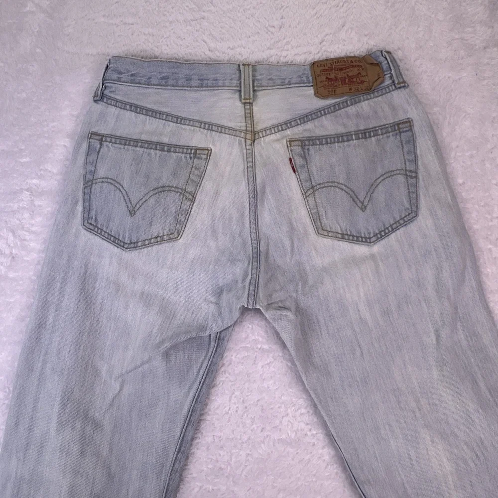 VTG Levi's 501 Men's Jeans Original‎ Straight 32x30 Bleach Wash Y2K Distressed